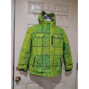 Firefly Green Plaid Women's Ski Jacket Neon